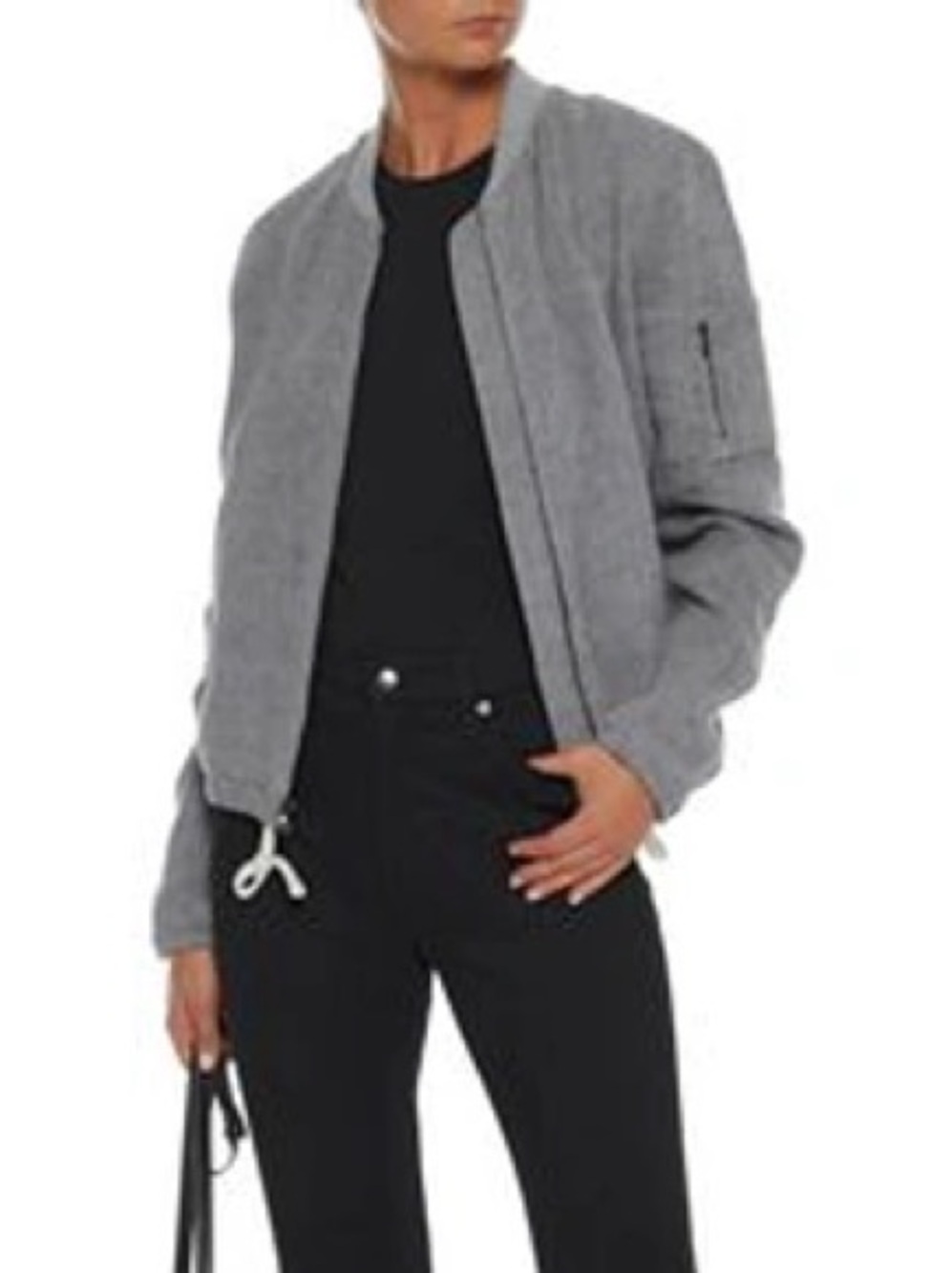 James Perse Gray Linen Bomber Jacket